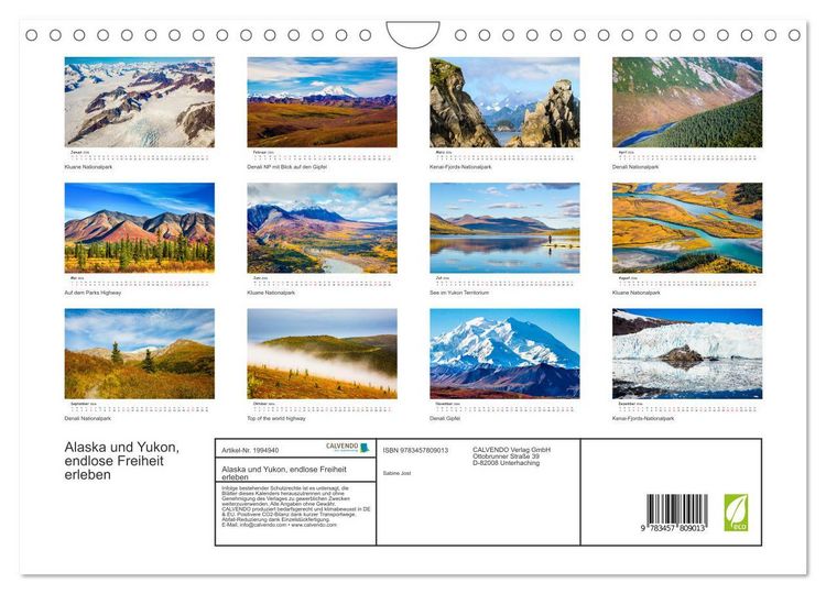 Produktbild: Alaska und Yukon, endlose Freiheit erleben (Wandkalender 2026 DIN A4 quer), CALVENDO Monatskalender