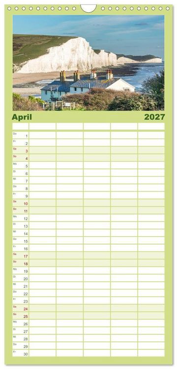 Produktbild: Familienplaner 2027 - Seven Sisters - Gro&szlig;britanniens h&ouml;chste Kreidefelsen mit 5 Spalten (Wandkalender, 21 x 45 cm) CALVENDO
