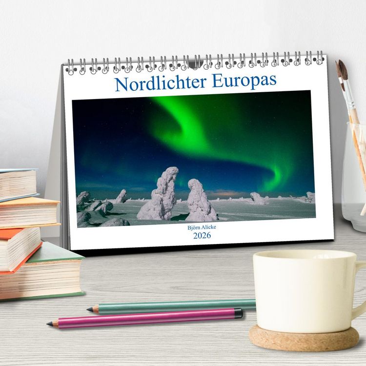 Produktbild: Nordlichter Europas (Tischkalender 2026 DIN A5 quer), CALVENDO Monatskalender