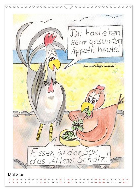 Produktbild: Das mecklenburger Landhuhn (Wandkalender 2026 DIN A3 hoch), CALVENDO Monatskalender