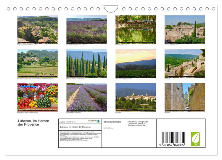 Produktbild: Luberon. Im Herzen der Provence (Wandkalender 2026 DIN A4 quer), CALVENDO Monatskalender