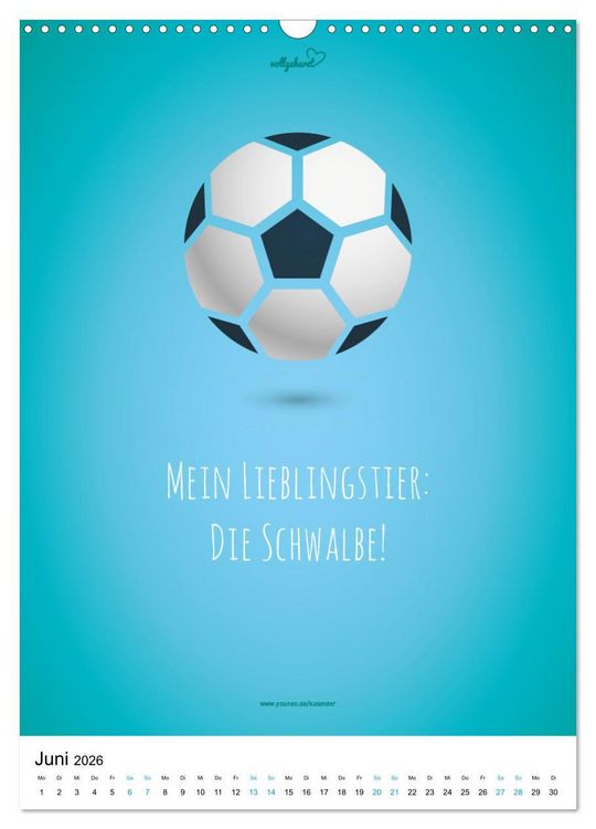 Produktbild: vollgeherzt: Der lustige Zitate-Wandkalender f&uuml;r Fu&szlig;ballfans und Sportbegeisterte! (Wandkalender 2026 DIN A3 hoch), CALVENDO Monatskalender