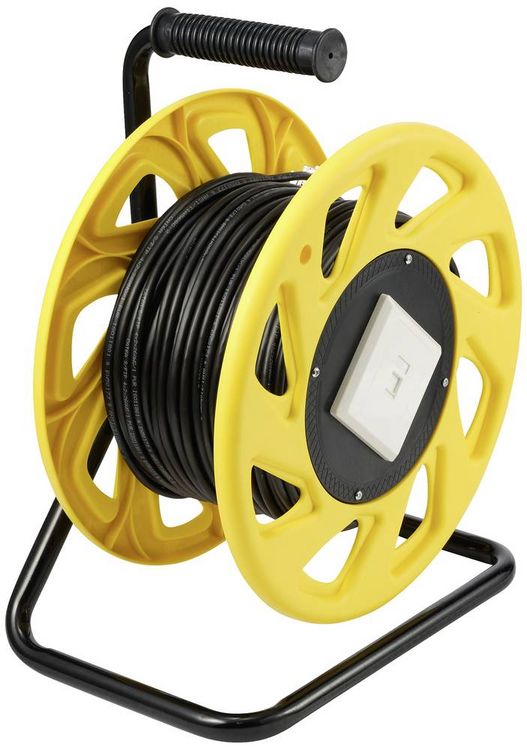 Produktbild: Renkforce RJ45 Netzwerk Kabeltrommel CAT 6a S/FTP 60m Schwarz PUR-Mantel