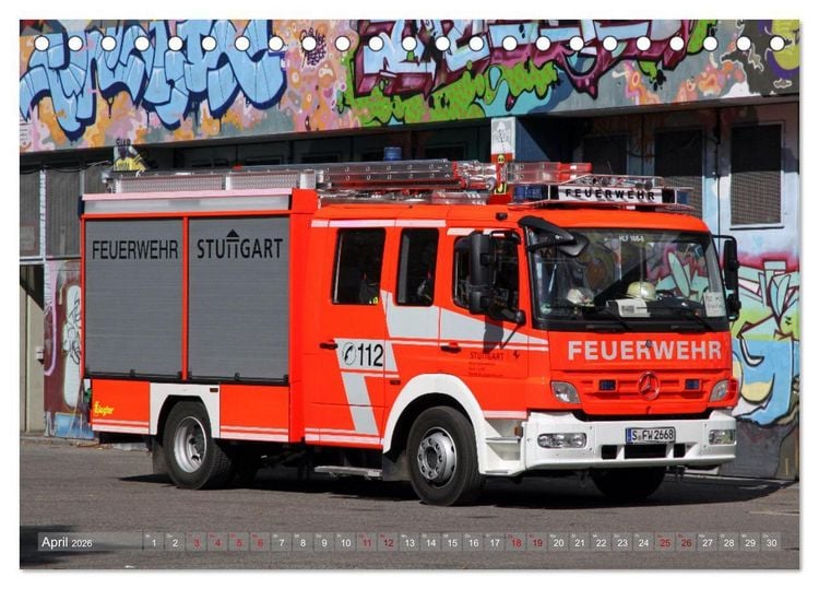 Produktbild: Einsatzfahrzeuge der Feuerwehr Stuttgart (Tischkalender 2026 DIN A5 quer), CALVENDO Monatskalender