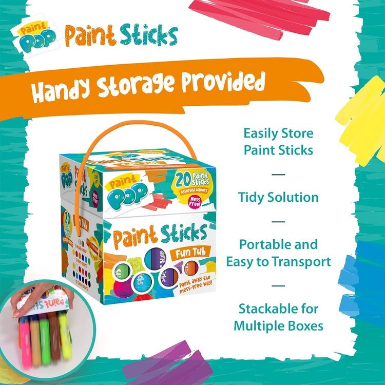 Produktbild: Paint Pop 362203 - Paint Pop: Paint Sticks 20-Pack Fun Tub, klassische Farben, Malstifte, Malset