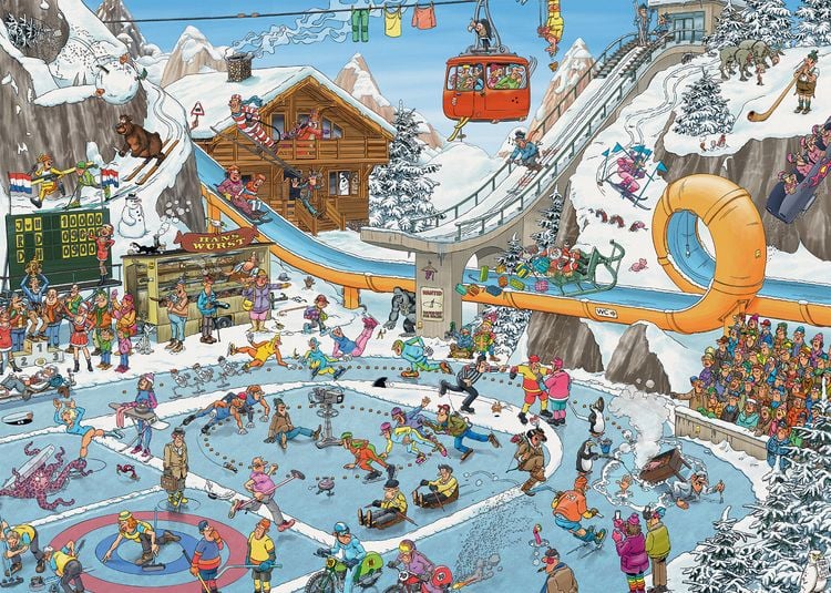 Produktbild: Jumbo 1110100601 - Jan van Haasteren, Winterspiele, Comic-Puzzle, 1000 Teile