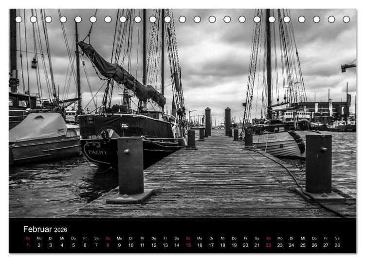 Produktbild: Bremerhaven - Blickpunkte Schwarzwei&szlig; (Tischkalender 2026 DIN A5 quer), CALVENDO Monatskalender