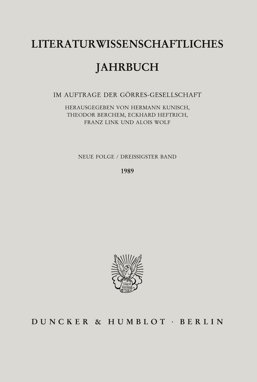 Produktbild: Literaturwissenschaftliches Jahrbuch.. Band 30/1989