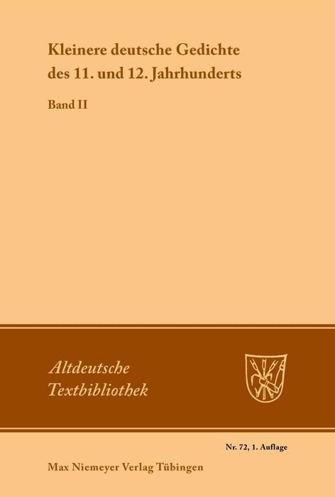Produktbild: Kleinere deutsche Gedichte des 11. und 12. Jahrhunderts