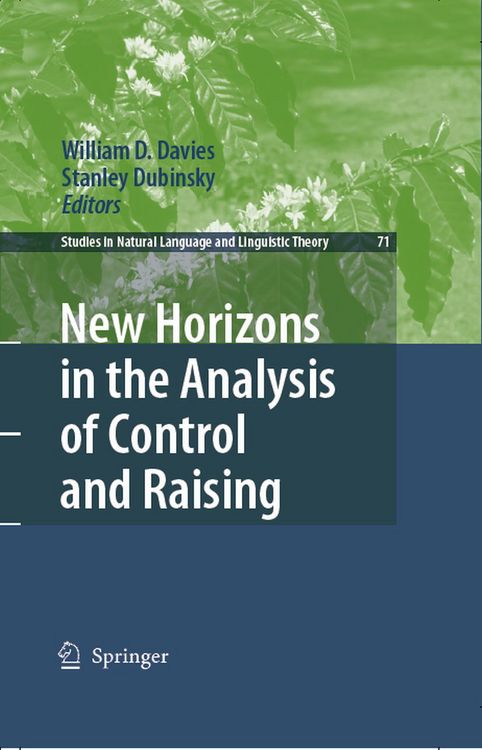 Produktbild: New Horizons in the Analysis of Control and Raising