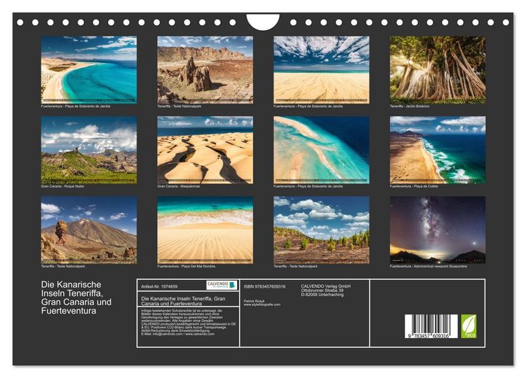 Produktbild: Die Kanarische Inseln Teneriffa, Gran Canaria und Fuerteventura (Wandkalender 2026 DIN A4 quer), CALVENDO Monatskalender