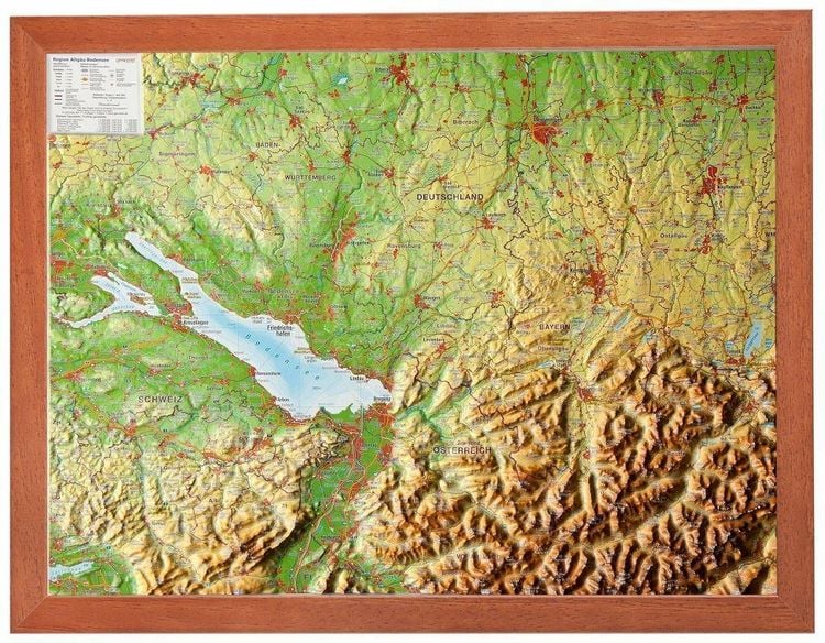 Produktbild: Markgraf, A: Relief Region Allg&auml;u Bodensee mit Holzrahmen