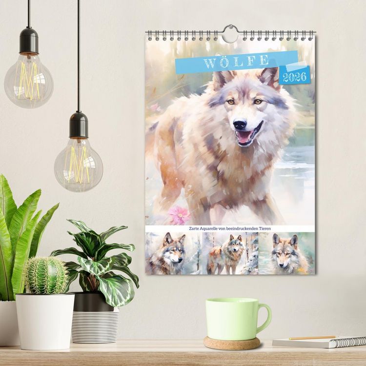Produktbild: W&ouml;lfe. Zarte Aquarelle von beeindruckenden Tieren (Wandkalender 2026 DIN A4 hoch), CALVENDO Monatskalender