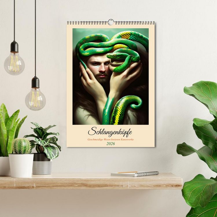 Produktbild: Schlangenk&ouml;pfe Geschmeidige Wesen kreieren Kunstwerke (Wandkalender 2026 DIN A3 hoch), CALVENDO Monatskalender