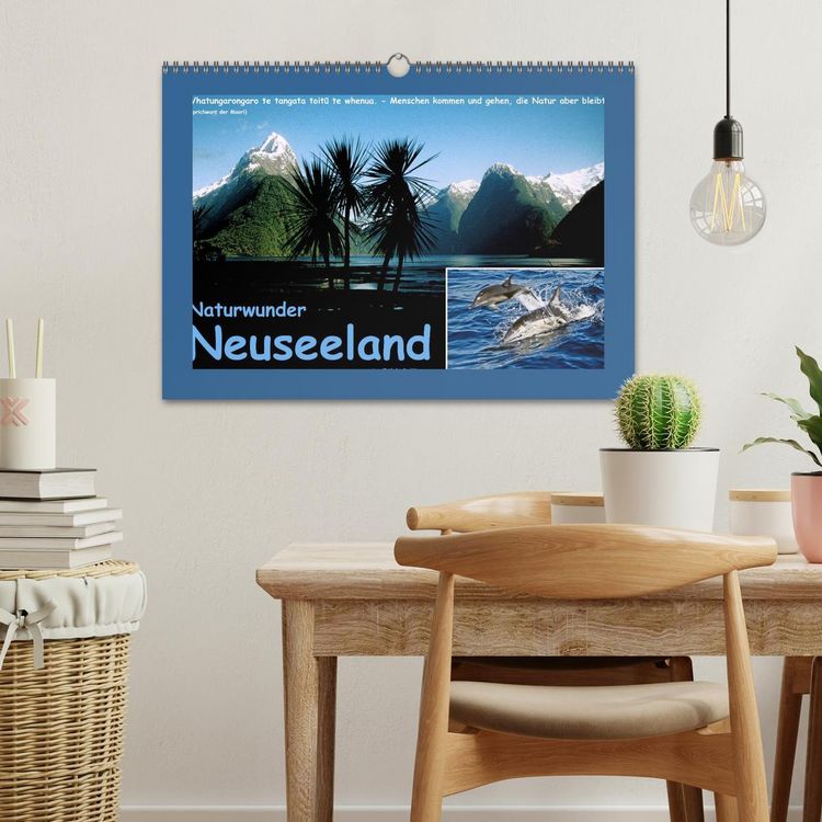 Produktbild: Naturwunder Neuseeland - in Bild und Text (Wandkalender 2026 DIN A3 quer), CALVENDO Monatskalender