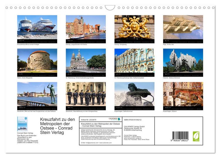 Produktbild: Kreuzfahrt zu den Metropolen der Ostsee - Conrad Stein Verlag (Wandkalender 2026 DIN A3 quer), CALVENDO Monatskalender