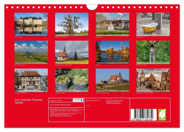 Produktbild: Ins Land der Franken fahren (Wandkalender 2026 DIN A4 quer), CALVENDO Monatskalender
