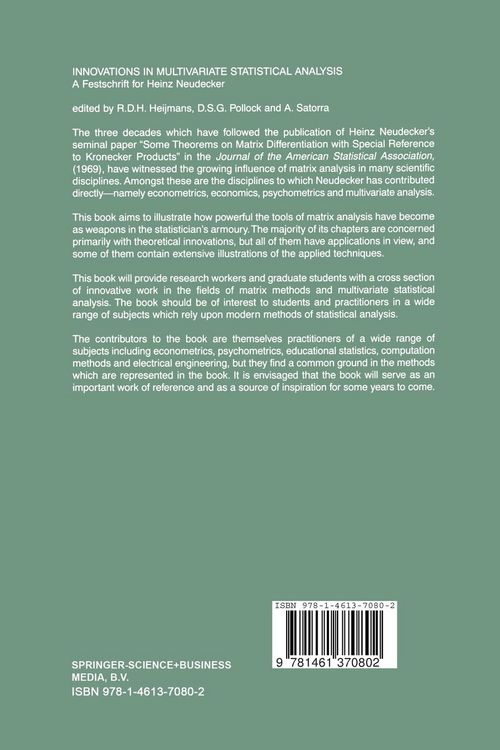 Produktbild: Innovations in Multivariate Statistical Analysis