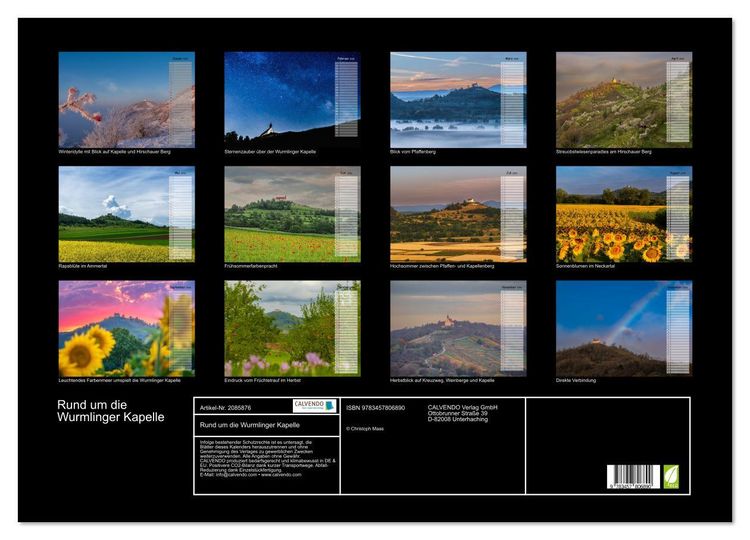 Produktbild: Rund um die Wurmlinger Kapelle (Wandkalender 2026 DIN A2 quer), CALVENDO Monatskalender