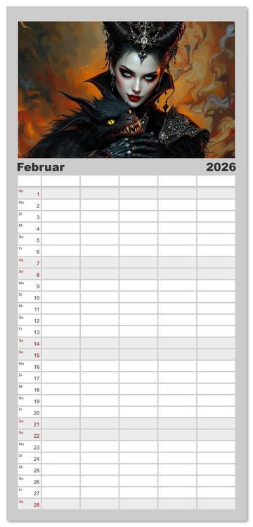 Produktbild: Familienplaner 2026 - Goth Fantasie mit 5 Spalten (Wandkalender, 21 x 45 cm) CALVENDO