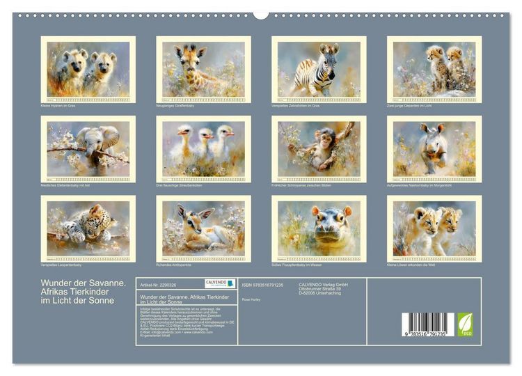 Produktbild: Wunder der Savanne. Afrikas Tierkinder im Licht der Sonne (hochwertiger Premium Wandkalender 2027 DIN A2 quer), Kunstdruck in Hochglanz