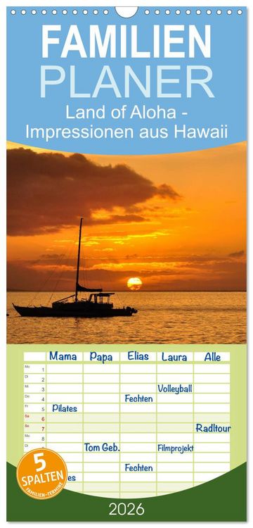 Produktbild: Familienplaner 2026 - Hawaii - Land of Aloha mit 5 Spalten (Wandkalender, 21 x 45 cm) CALVENDO