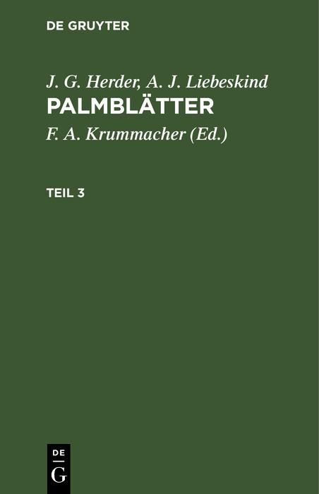Produktbild: J. G. Herder; A. J. Liebeskind: Palmbl&auml;tter. Teil 3