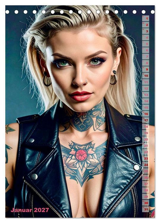 Produktbild: Tattoo Beauties Portraits (Tischkalender 2027 DIN A5 hoch), CALVENDO Monatskalender