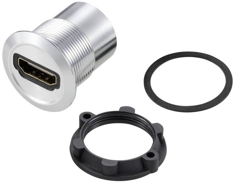 Produktbild: TRU COMPONENTS TC-11980452 HDMI Panel-Adapter Buchse HDMI-Buchse - HDMI-Buchse Silber Inhalt: 1 St.