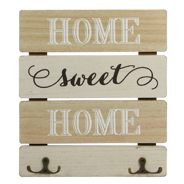 Produktbild: Schl&uuml;sselboard Holz mit 2 Haken, Home-Design