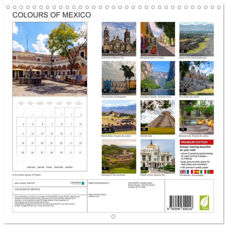 Produktbild: COLOURS OF MEXICO (Wall Calendar 2027 12 &times; 12 Inch) CALVENDO 12 Month Wall Calendar