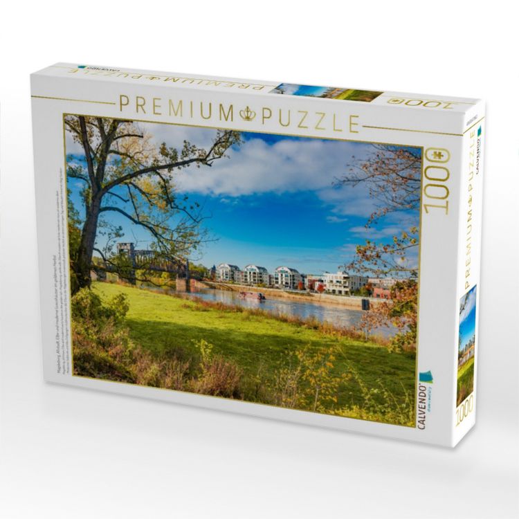 Produktbild: CALVENDO Puzzle Magdeburg, Altstadt, Elbe und moderne Luxush&auml;user im goldenen Herbst | 1000 Teile Lege-Gr&ouml;&szlig;e 64x48cm Foto-Puzzle f&uuml;r gl&uuml;ckliche Stunden