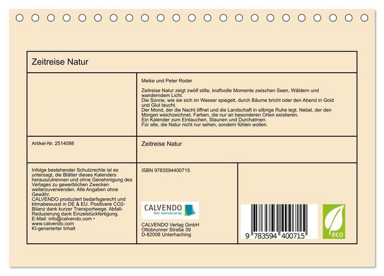 Produktbild: Zeitreise Natur (Tischkalender 2027 DIN A5 quer), CALVENDO Monatskalender