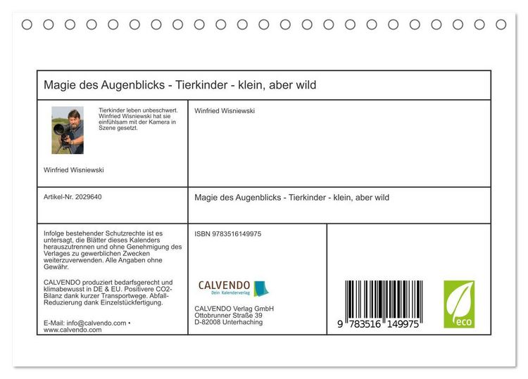 Produktbild: Magie des Augenblicks - Tierkinder - klein, aber wild (Tischkalender 2026 DIN A5 quer), CALVENDO Monatskalender