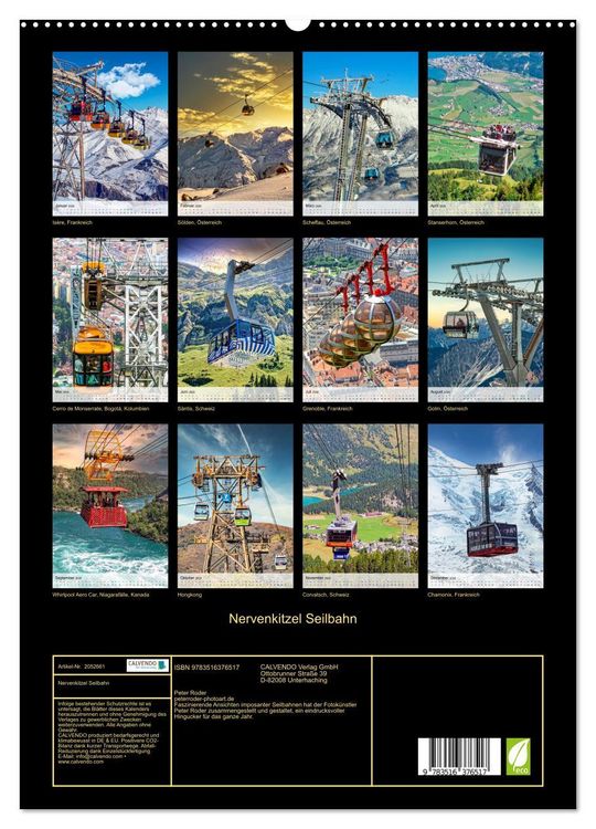Produktbild: Nervenkitzel Seilbahn (hochwertiger Premium Wandkalender 2026 DIN A2 hoch), Kunstdruck in Hochglanz