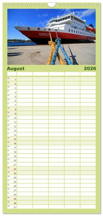 Produktbild: Familienplaner 2026 - Hurtigruten - Entlang der norwegischen K&uuml;ste mit 5 Spalten (Wandkalender, 21 x 45 cm) CALVENDO