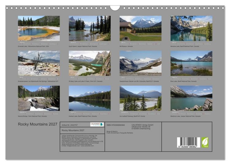 Produktbild: Rocky Mountains 2027 (Wandkalender 2027 DIN A3 quer), CALVENDO Monatskalender
