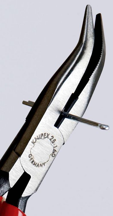 Produktbild: Knipex 25 21 160 Elektronik- u. Feinmechanik Flachrundzange 40&deg; gebogen Vanadium Elektrostahl 160 mm