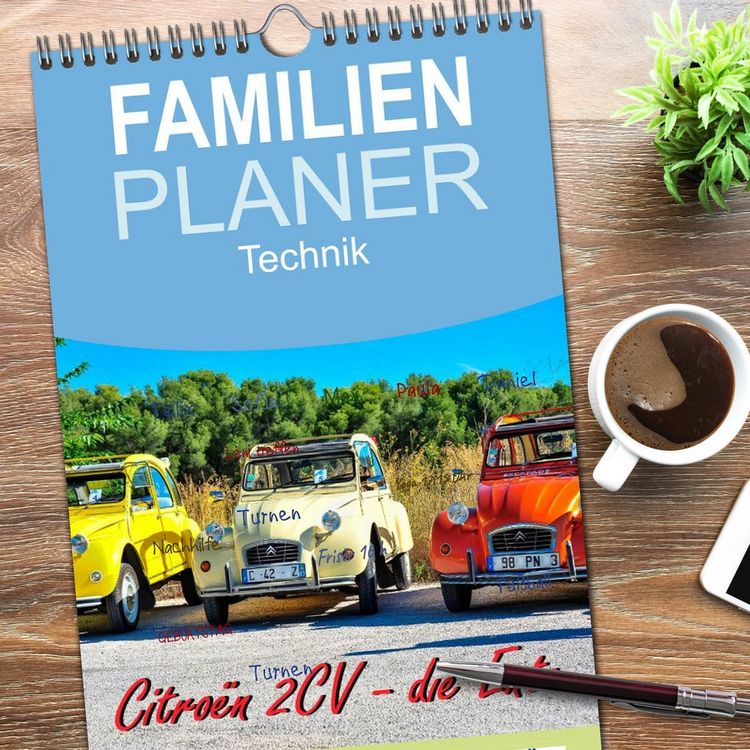Produktbild: Familienplaner 2026 - Citro&euml;n 2CV - die Ente mit 5 Spalten (Wandkalender, 21 x 45 cm) CALVENDO
