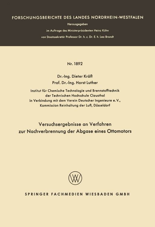 Produktbild: Versuchsergebnisse an Verfahren zur Nachverbrennung der Abgase eines Ottomotors