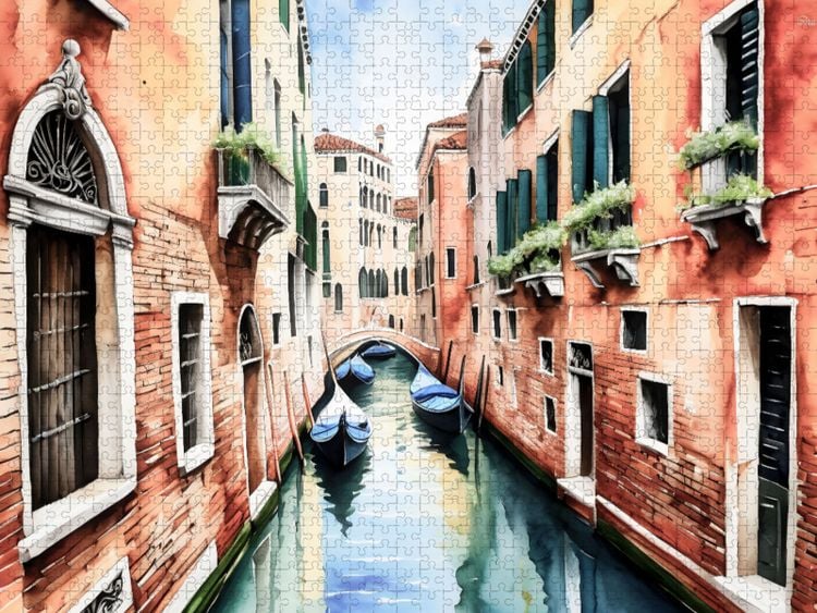 Produktbild: CALVENDO Puzzle Kanal in Venedig | 1000 Teile Lege-Gr&ouml;&szlig;e 64x48cm Foto-Puzzle f&uuml;r gl&uuml;ckliche Stunden