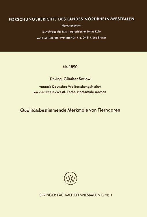 Produktbild: Qualit&auml;tsbestimmende Merkmale von Tierhaaren