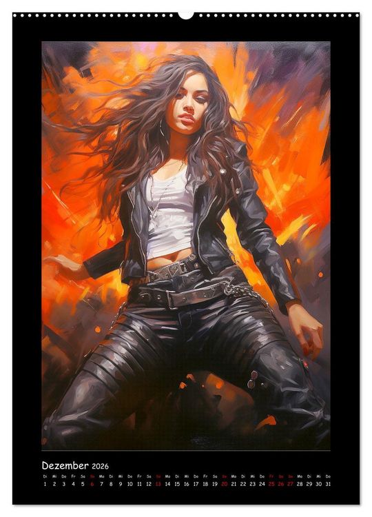 Produktbild: Heavy Metal-Queens. Wilde Rock- und Metal-Girl Paintings (hochwertiger Premium Wandkalender 2026 DIN A2 hoch), Kunstdruck in Hochglanz