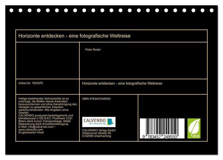 Produktbild: Horizonte entdecken - eine fotografische Weltreise (Tischkalender 2026 DIN A5 quer), CALVENDO Monatskalender