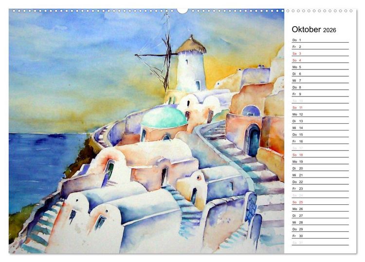 Produktbild: Aquarelle - quer durch Europa (hochwertiger Premium Wandkalender 2026 DIN A2 quer), Kunstdruck in Hochglanz