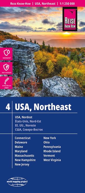 Produktbild: Reise Know-How Landkarte USA, Nordost / USA, Northeast (1:1.250.000) : Maine, Maryland, New York, Ohio, West Virginia, ...