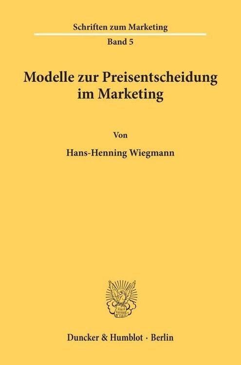 Produktbild: Modelle zur Preisentscheidung im Marketing.