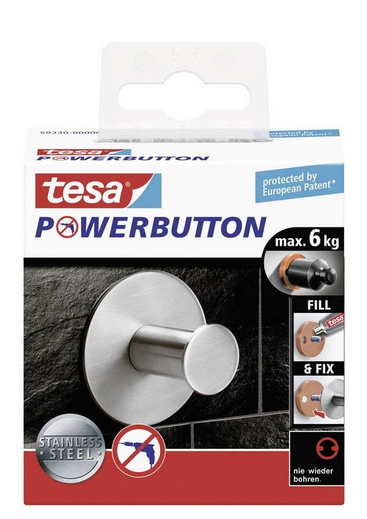 Produktbild: TESA POWERBUTTON Classic Klebehaken (&Oslash; x H) 50mm x 31mm Metall Inhalt: 1St.
