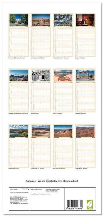 Produktbild: Familienplaner 2026 - Armenien - Wo die Geschichte ihre Stimme erhebt mit 5 Spalten (Wandkalender, 21 x 45 cm) CALVENDO