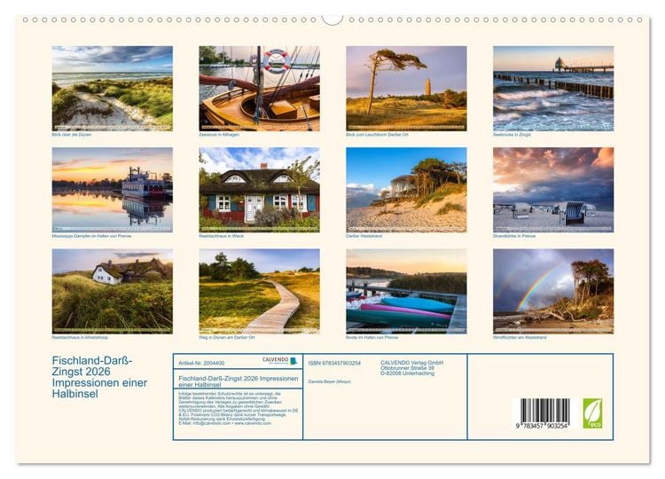 Produktbild: Fischland-Dar&szlig;-Zingst 2026 Impressionen einer Halbinsel (hochwertiger Premium Wandkalender 2026 DIN A2 quer), Kunstdruck in Hochglanz